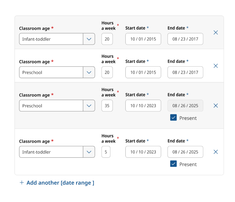 Testing applicant design 2:  Too much detail asked that supervisor program records can not support